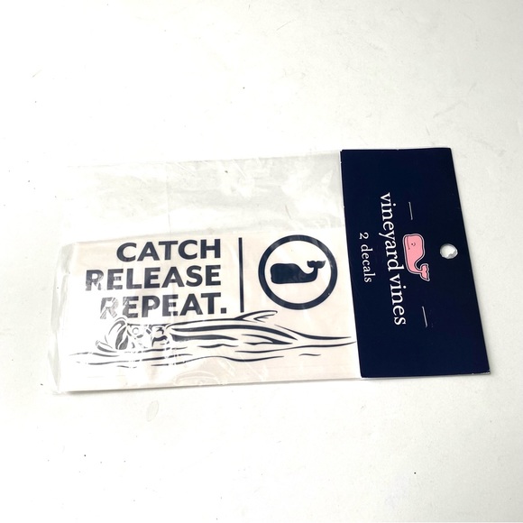 VINEYARD VINES New $7 2 Pack Bass Decals Fishing Catch Release Repeat U5 - Picture 1 of 3
